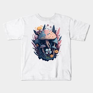 Fairytale mushroom with flowers Kids T-Shirt